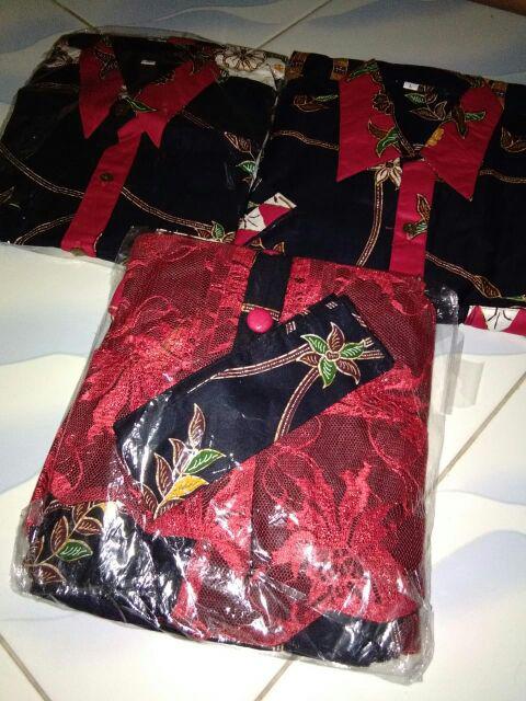 Qnunbatik Batik Keluarga/family Gamis Muslim Adelia Madura Hitam