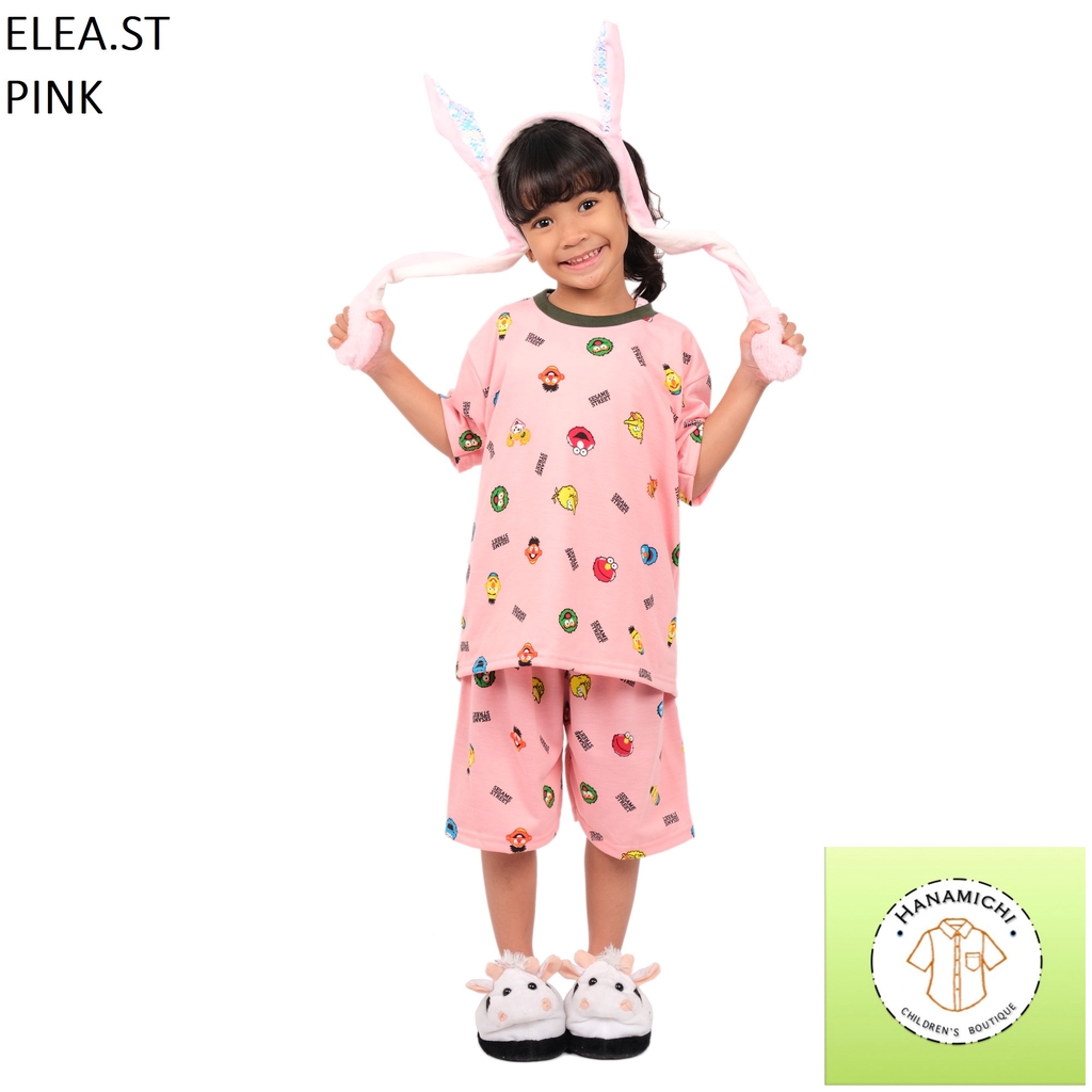 Hanamichi ELEA.ST Setelan Anak Lengan Pendek Motif Kartun