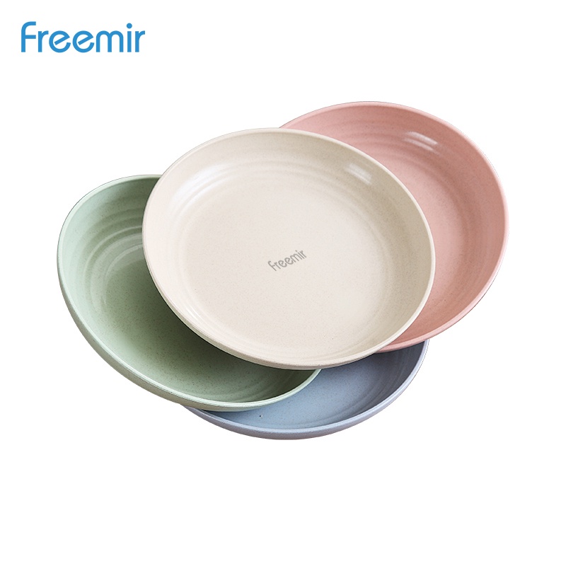 freemir Set 4 pcs Dinner Plate 23 & 25 cm Piring Makan Piring Bulat Wheat Straw Warna Warni Set 4 pcs Semi Mangkok-7