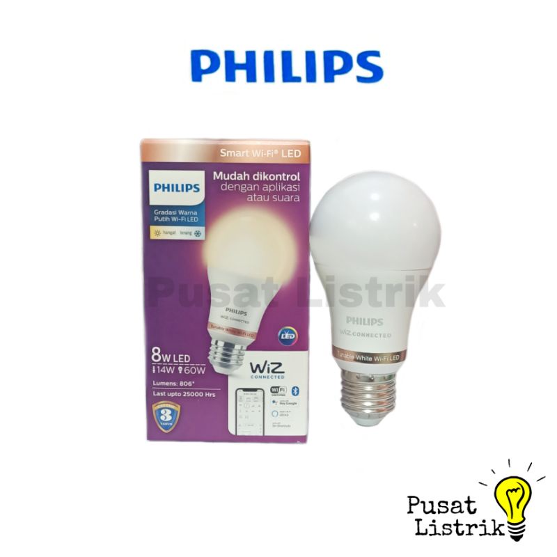 Lampu Smart Wi-Fi LED 8W Philips Lampu LED Bluetooth 8w Tunable White