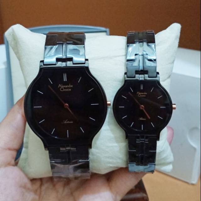 Jam tangan couple Alexandre Christie AC 8603 Black Original
