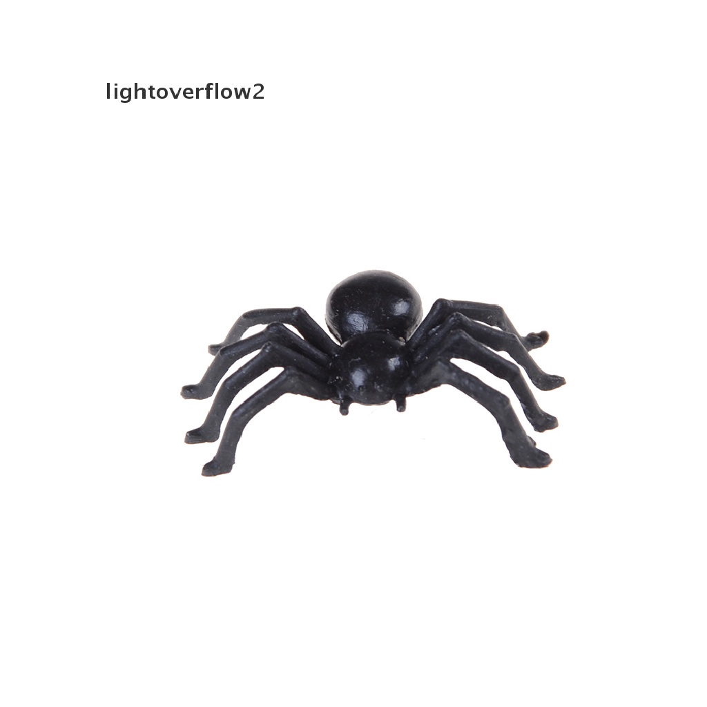 (lightoverflow2) 50pcs Mainan Laba-Laba Palsu Bahan Plastik Warna Hitam Untuk Properti Halloween / Lelucon