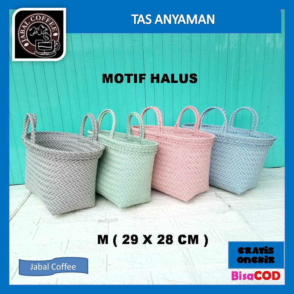 Tas Anyaman Plastik Motif Halus Kecil Size M / Tas Anyam Untuk Belanja / Tas Berkat Hajatan M 03