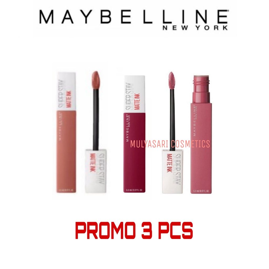 Lipstik Terlaris - Lipcream Maybelline Super Stay Matte Ink Isi 3PCS (color random)