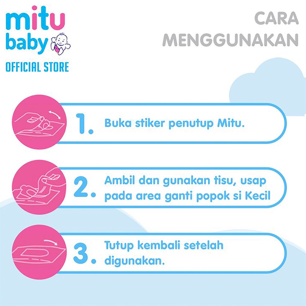 Bisa COD [ Buy 1 Get 1 ] Mitu Baby Tisu Basah Ganti Popok Wipes 2 x 50's