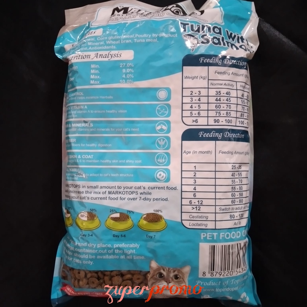 Markotops Repack 1kg / Markotops Cat Food / Makanan Kucing Markotops