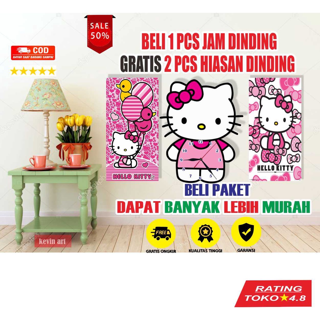 JAM DINDING HELLO KITTY KOLEKSI SERBA SERBI KARAKTER HELLO KITTY PERNAK PERNIK HIASAN DINDING KAMAR TIDUR UNIK CUSTOM TERBARU PALING LARIS  DEKORASI ULANG TAHUN PAJANGAN DINDING TEMPEL TEMBOK UNIK AESTHETIC KLASIK MINIMALIS HADIAH KADO SOUVENIR MURAH