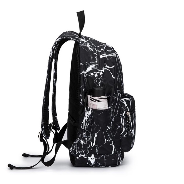 KINMAC BLACK MARBLE Tas Laptop Backpack Tas Ransel Tas Sekolah With USB Charging