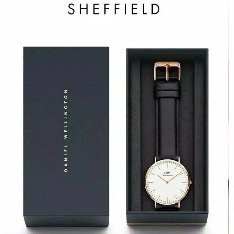 (Cod)Jam Tangan Pria Fashion D&amp;W Strap Kulit FreeBox+Tas+buku(Dikirim Jakarta)