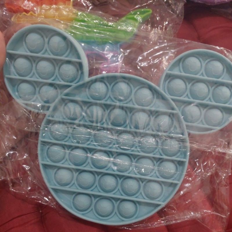 《READY STOCK 50+ JENIS》 Mainan Anak Pop it Fidget Unicorn Rainbow Versi 1-Mickey Biru HighQual