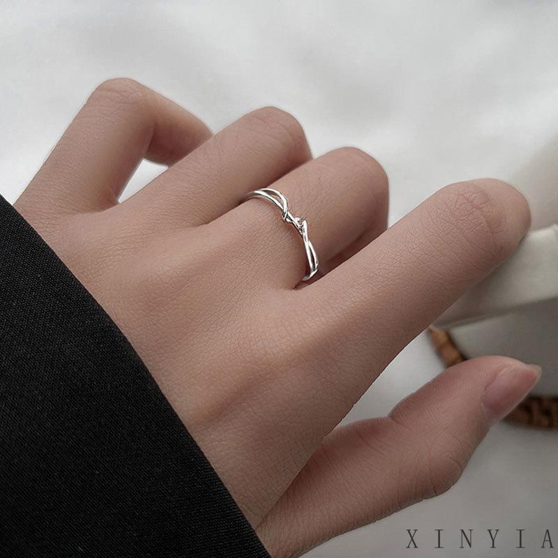 Cincin Jari Telunjuk Geometris Model Terbuka Untuk Wanita