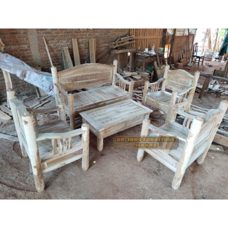 mebel murah kursi meja tamu / ruang tamu / ruangan minimalis bahan kayu jati jepara