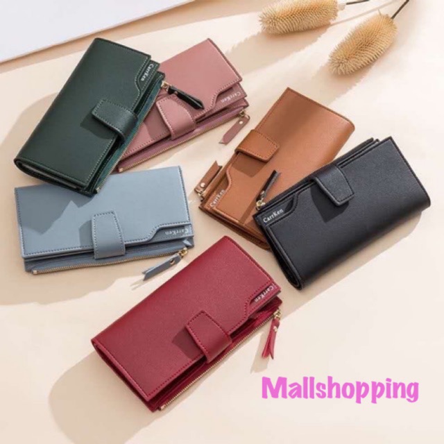 (COD) Dompet Lipat Wanita Dompet Kulit Import Dompet Panjang Wallet MALL SHOPPING