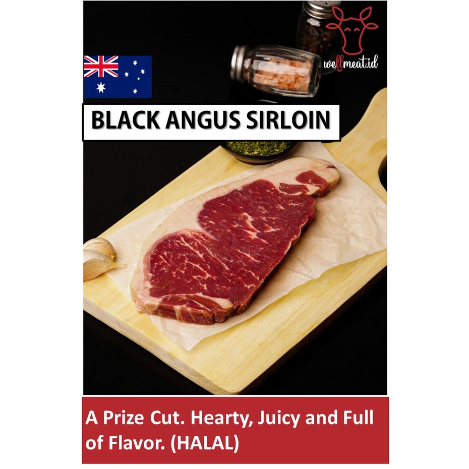 

Daging Sapi Black Angus Sirloin Striploin Beef Steak Import Australia