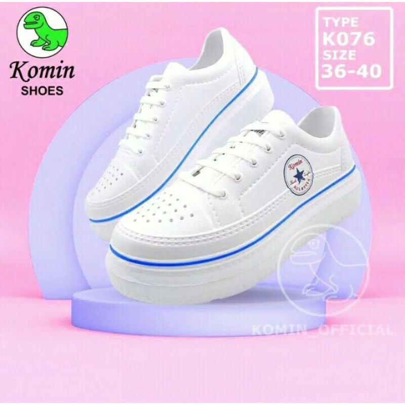 Sepatu Komin 076 Sepatu Sneakers model korea Keren, Elegan Heels 4,5 cm ( jangan lupa di lihat size chartnya sebab ukuran lebih BESAR dari sepatu pada umumnya / lainnya)