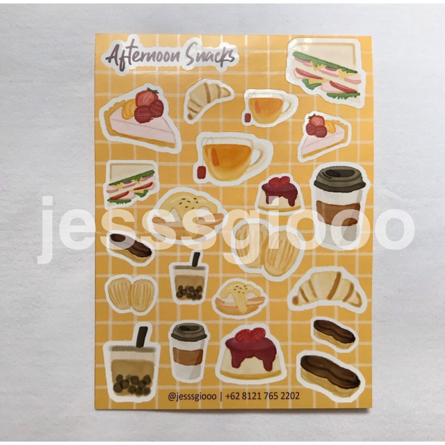 

21 pcs deco sticker - Afternoon Snacks - hiasan agenda, catatan, scrapbook DIY