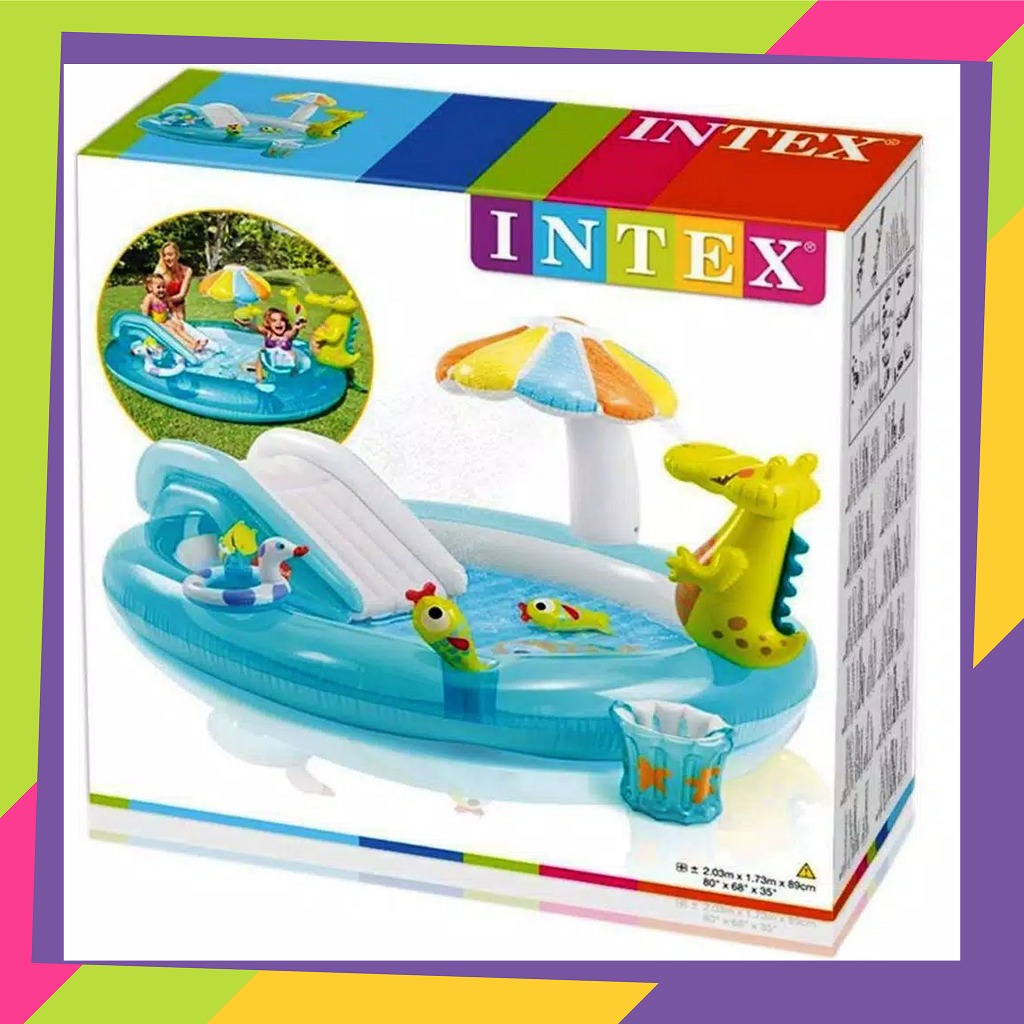 948 / Kolam renang Intex 57165 perosotan &amp; air mancur / Gator play center kiddy spray / Play center