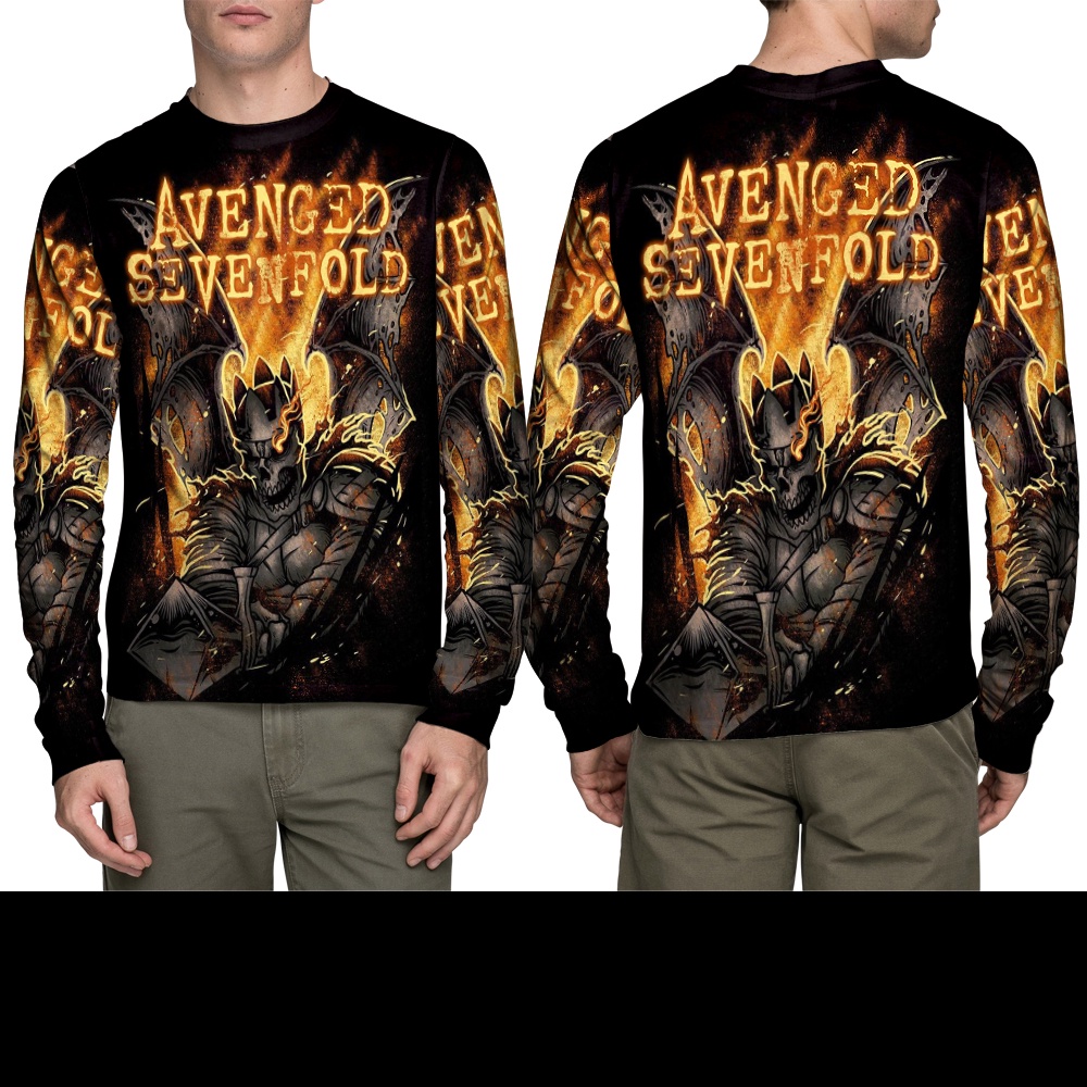 Kaos Lengan Panjang Pria Avenged Sevenfold Fullprint / Kaos Avenged Sevenfold / Baju Avenged Sevenfo