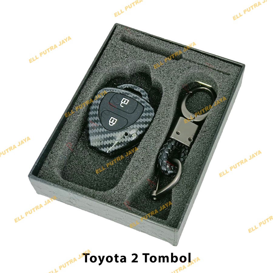 Casing Kunci Remote Mobil Carbon Fiber - TOYOTA 2 TOMBOL