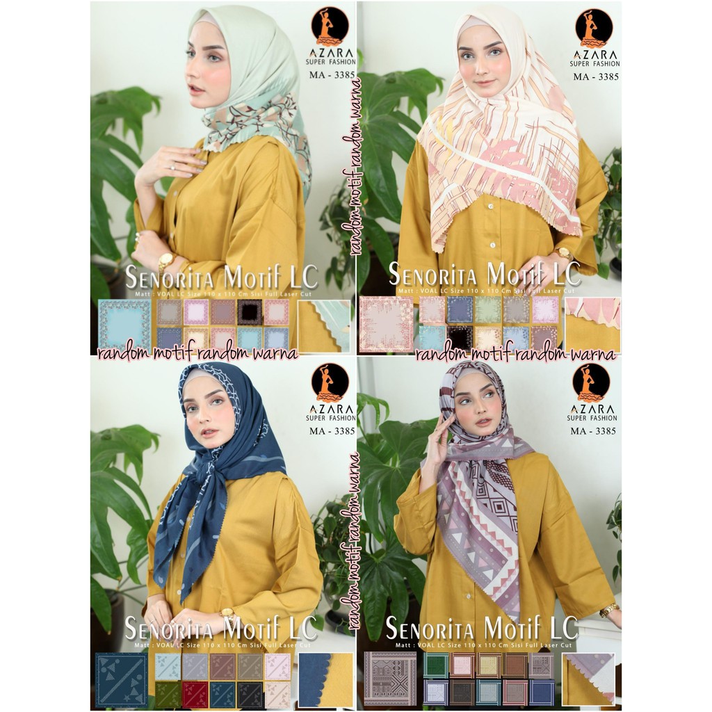 Jilbab Segi Empat Voal Motif SENORITA Laser Cut AZARA Laser Cutting Seri : RANDOM