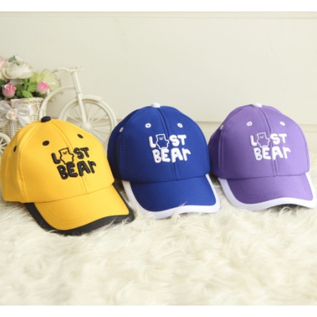 JUNE_COLLECTIONS TOPI BASEBALL ANAK - FASHION HAT KIDS MOTIF BORDIR TULISAN LAST BEAR BERUANG MODEL WARNA #TP01 LASTBEAR-1