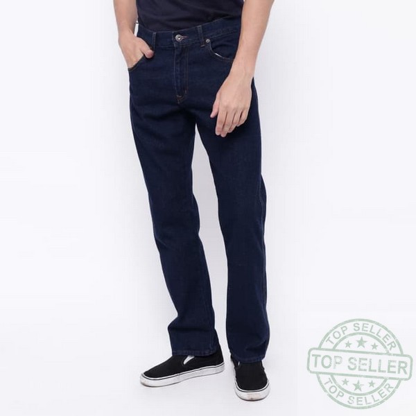 (Celana Murah) Edwin Celana Jeans Vegas 05 Reguler Fit Pria Panjang warna Dark Blue - Biru, 29 |DXT