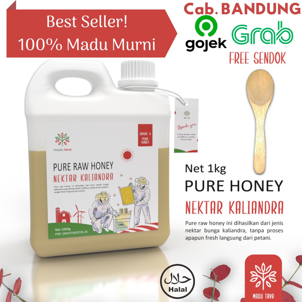 

Madu Murni Tava Nektar Kaliandra 1kg 100% Pure Raw Honey Asli Alami