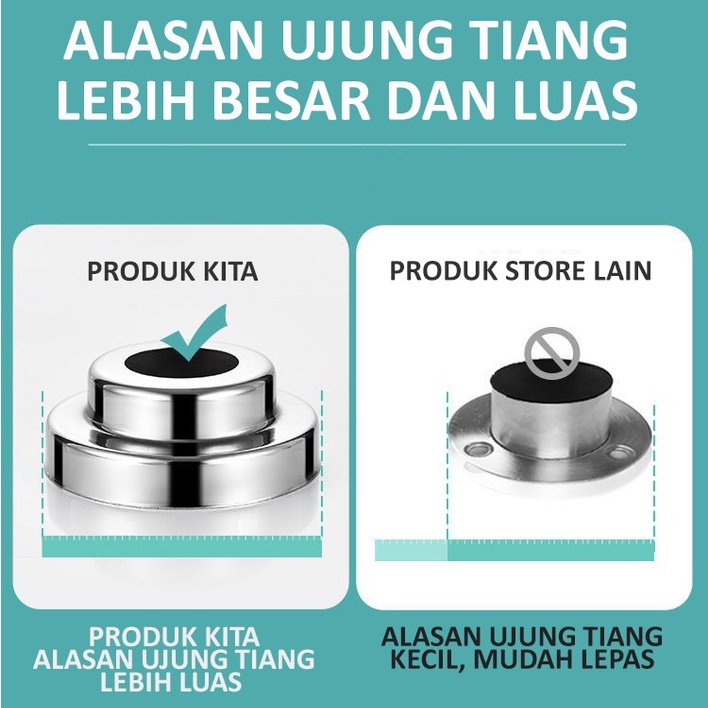 Tiang hordeng Fleksibel Tiang Kamar Mandi Jemuran Baju  Tiang Jemuran Tiang Hordeng Fleksibel Disesuaikan Dapat Dipasang Tanpa Pengeboran