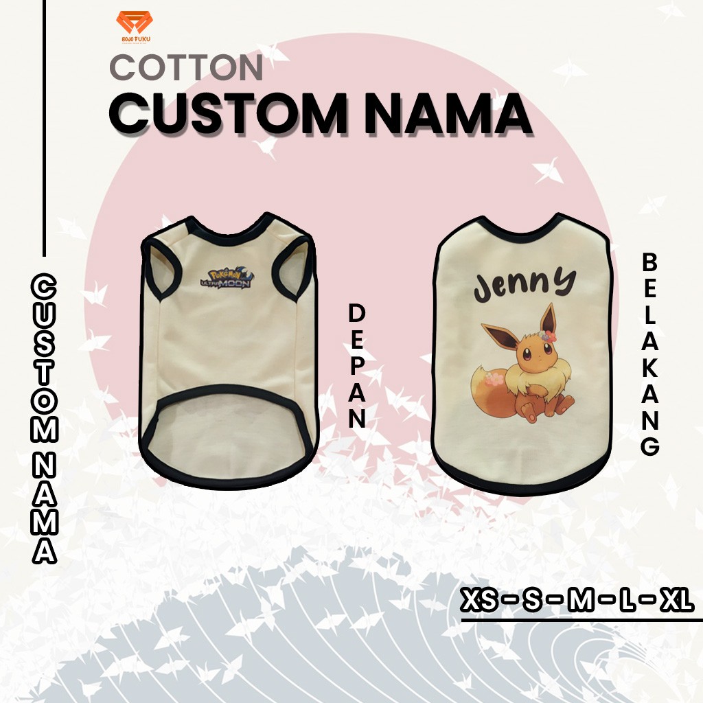 Baju kucing lucu murah aksesoris hewan kecil besar betina jantan berkualitas - CUSTOM NAMA EVE