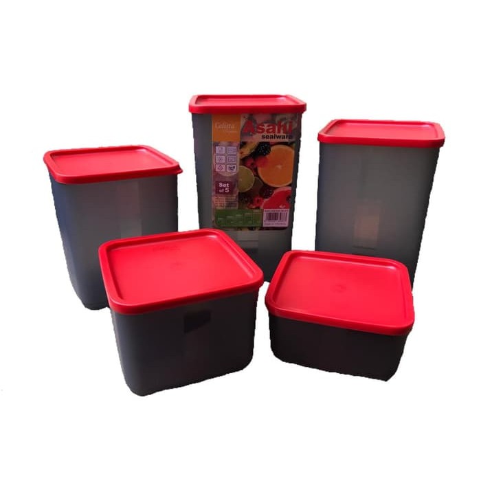 [1000gr] LT - [ ASAHI ] CALISTA ASAHI SET ISI 5 - ASAHI AIRTIGHT toples makanan bumbu kue snack kotak set premium FOOD CONTAINER KONTAINER