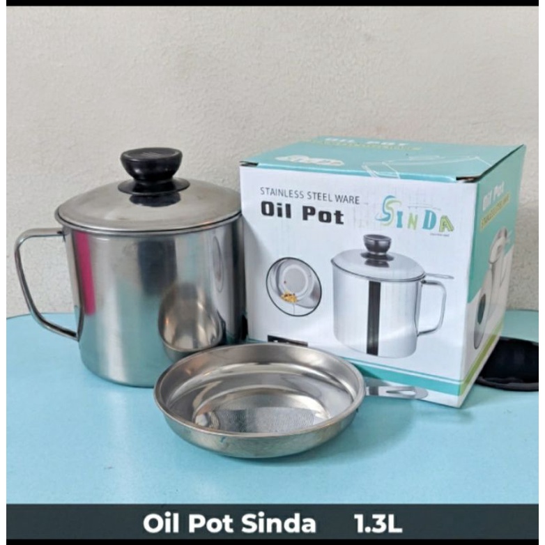 Oil Pot, Wadah Penyaring Minyak, Tempat Penyaringan Minyak Goreng, Saringan Minyak 1300 ML