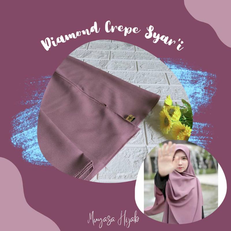 JILBAB SEGIEMPAT SYARI POLOS WARNA UNGU MAUVE HIJAB SEGI EMPAT LEBAR 140×140cm