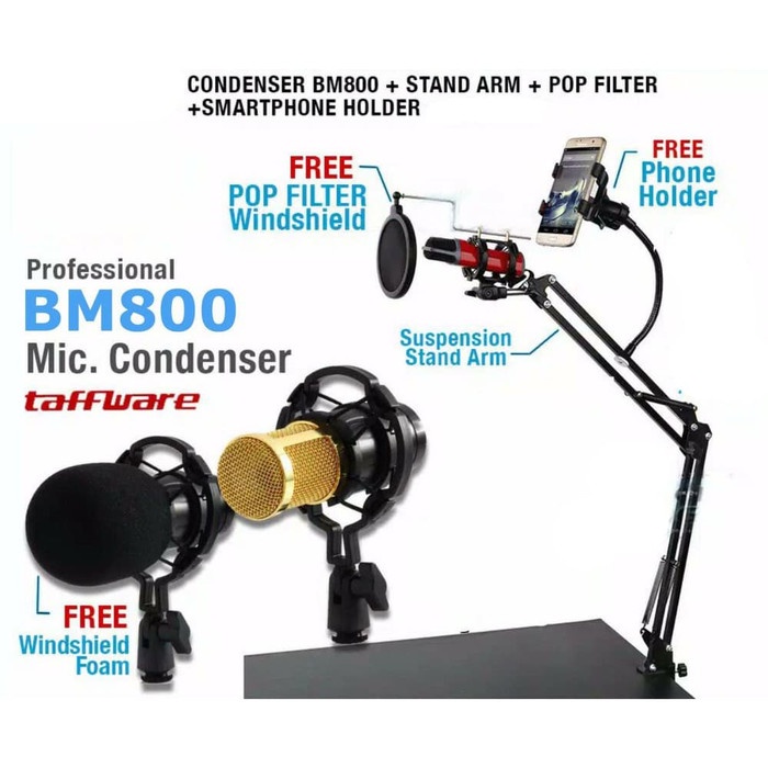 Paket kumplit BM 800 smule mic condenser BM800 TAFFWARE Full Set 3