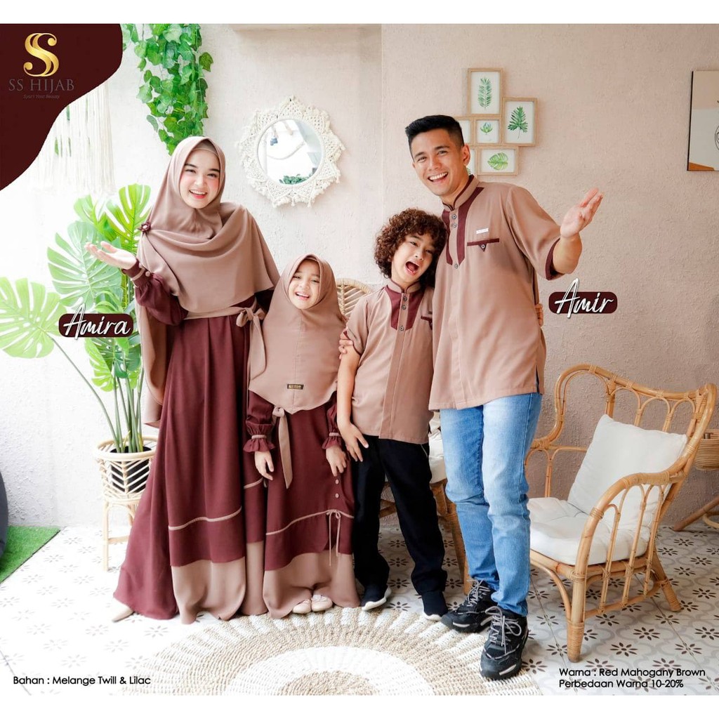 [PRE ORDER] Sarimbit SS Hijab - Amir Amira "Red Mahogany Brown" - Sarimbit Keluarga