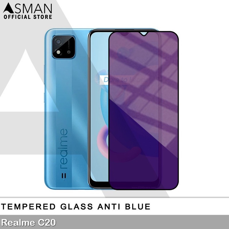 Tempered Glass Blue Light Full Lem Realme C20 Anti Radiasi