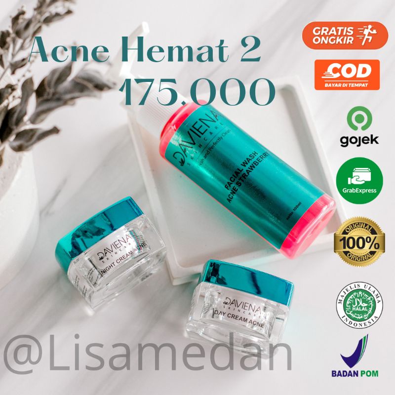 Daviena skincare medan - Acne series Komplit / Paket Hemat Acne 1-2 Best seller-Paket hemat 2