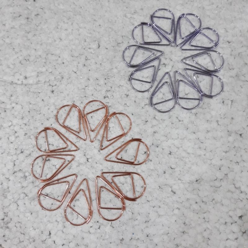 

10pcs Paper Clip model Water/Rain Drop metal bookmark penjepit