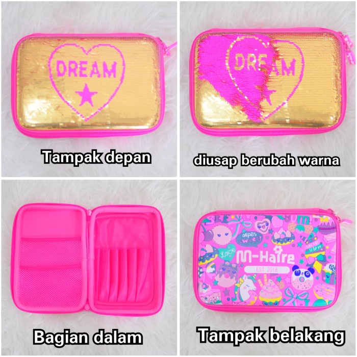 

Star Tempat Kotak Pensil Hardtop Sequin Smiggle Look A Like Pencil Case Bergaransi