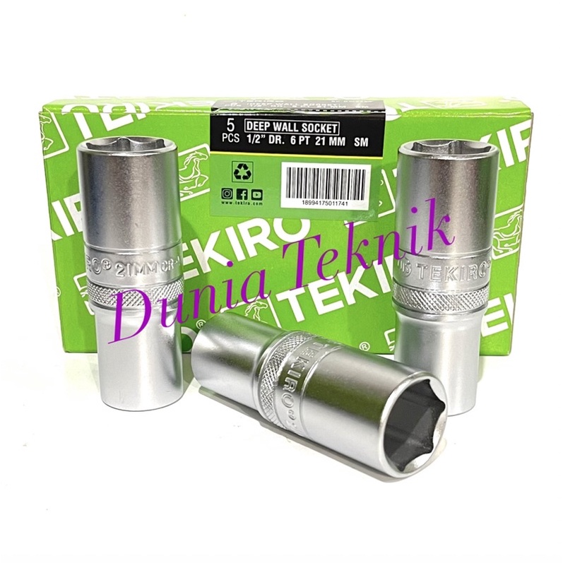 TEKIRO Mata Sok Panjang 21 mm Deep Wall Socket 21mm 1/2” DR.6 PT Mata Kunci Shock Panjang 21mm Kunci