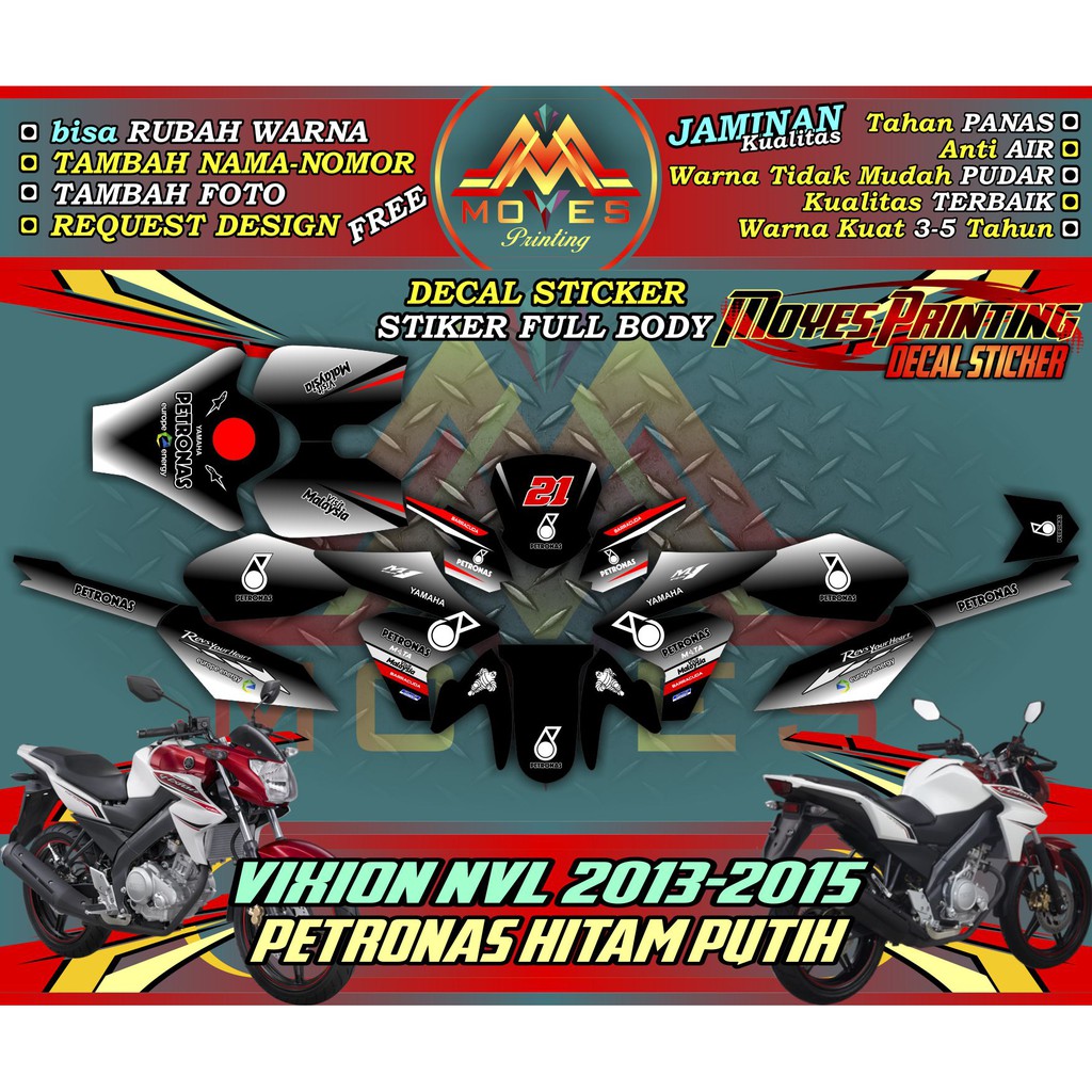 Stiker New Vixion NVL Decal Vixion 150 Decal Vixion NVL 150 Lightning - Petronas Putih