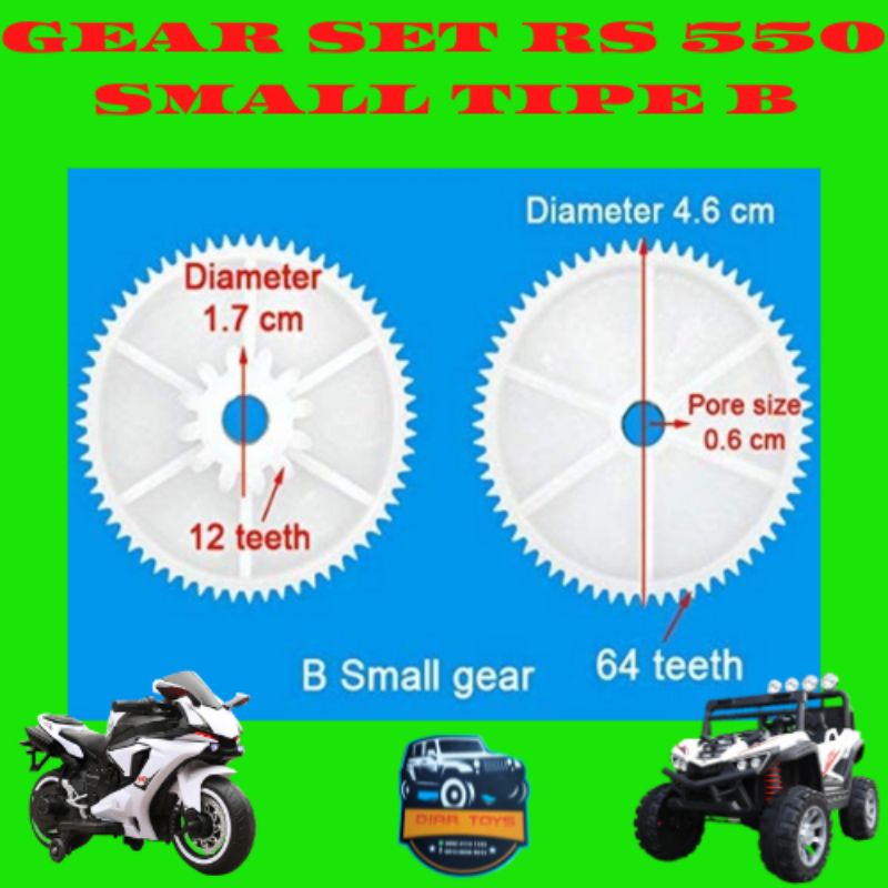 GEAR SET  RS 550 Type B SMALL Gear Pliko/Gear/Gearbox/Mobil Motor aki mainan