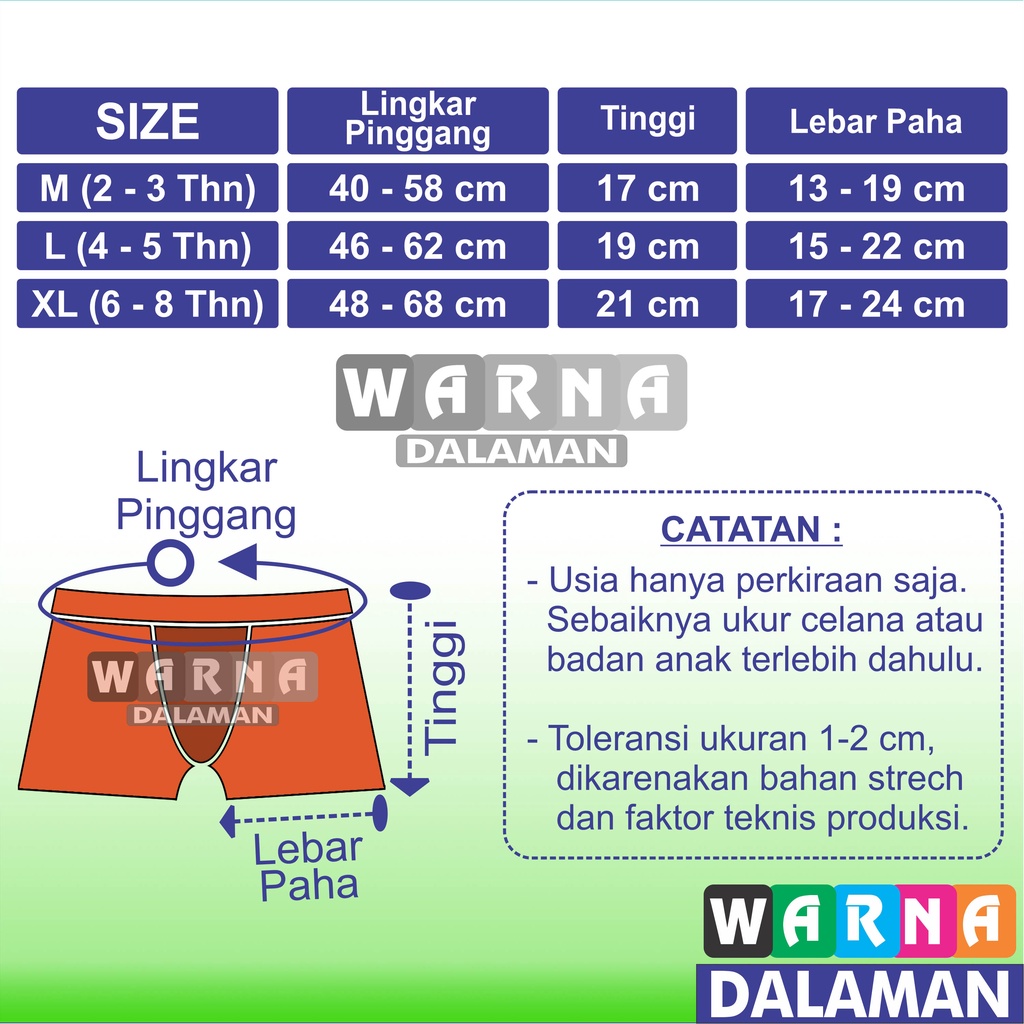 12 Pcs CD Boxer Anak Perempuan Gambar Kartun Cewek Karakter Lucu | WARNA DALAMAN