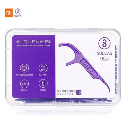 [Toserba_Emak] - Xiaomi Mijia Soocas Dental Floss Benang Gigi Pembersih Jigong 50 PCS - Blue