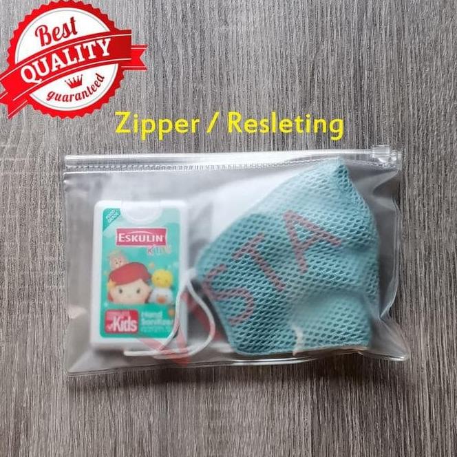 plastik zipper ziplock kantong pouch masker / kosmetik mika uk 20x12