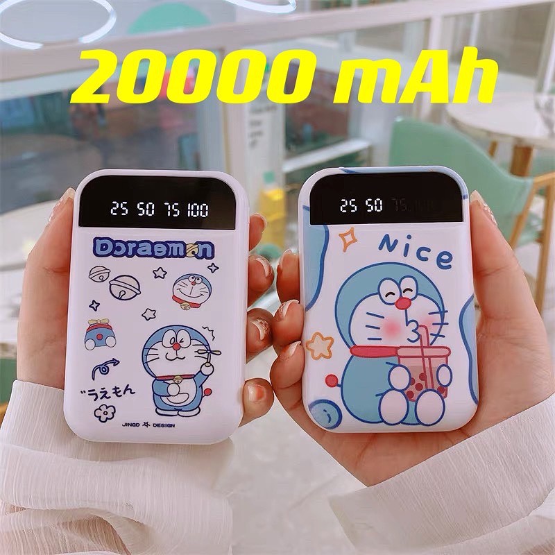 PowerBank 20000 mAh Cute Mini Kartun Mirror Screen Digital Display PowerBank External Battery Pack