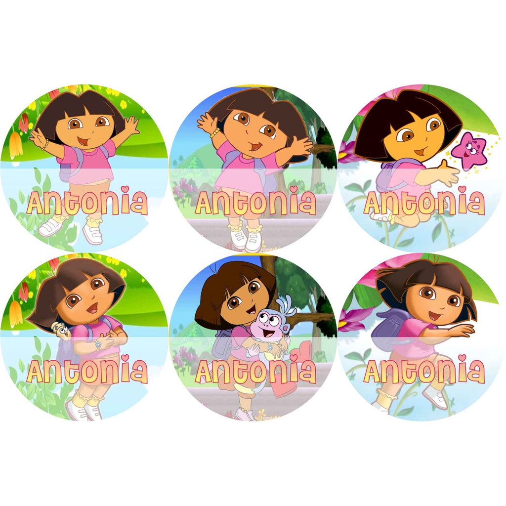 

STIKER LABEL NAMA WATERPROOF CIRCLE DORA THE EXPLORER