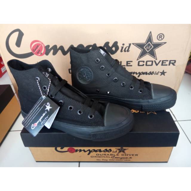 Sepatu kompas Full black tinggi hitam