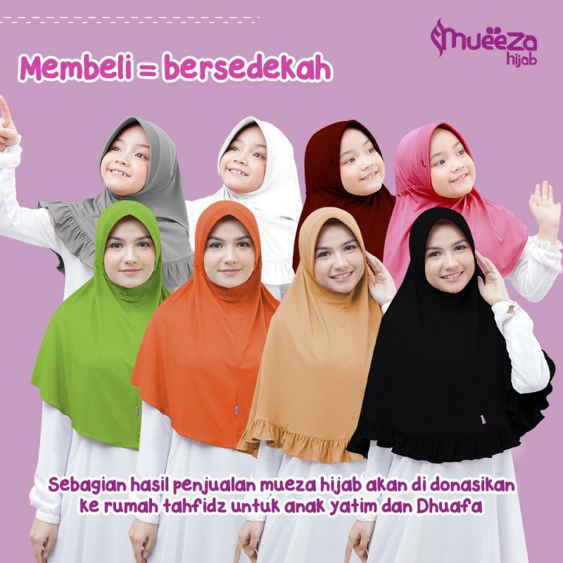 Jilbab Mueeza Hijab - Hijab Bilqis Kids Remaja Dewasa - Kerudung Anak Syari - Premium Spandex Jersey-1
