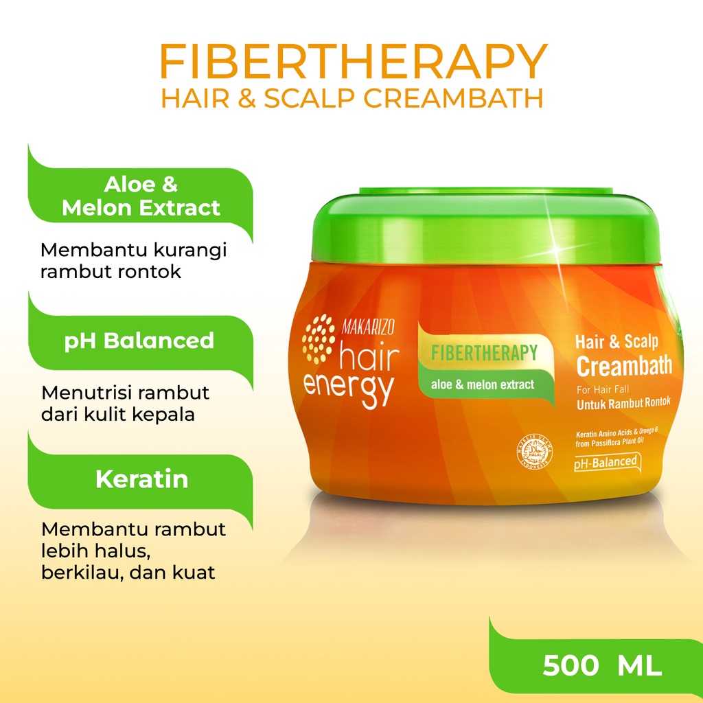 PAKET ISI 2 - Makarizo Hair Energy Fibertherapy Hair & Scalp Creambath Aloe & Melon 500 mL-1