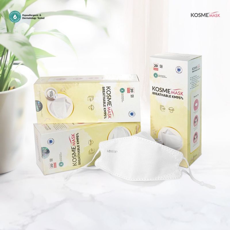 20PCS MASKER KF94 PUTIH MODEL KOREA KPOP FISH MASK MERK KOSMEMASK NANO SILVER BREATHABLE KM95% 4PLY